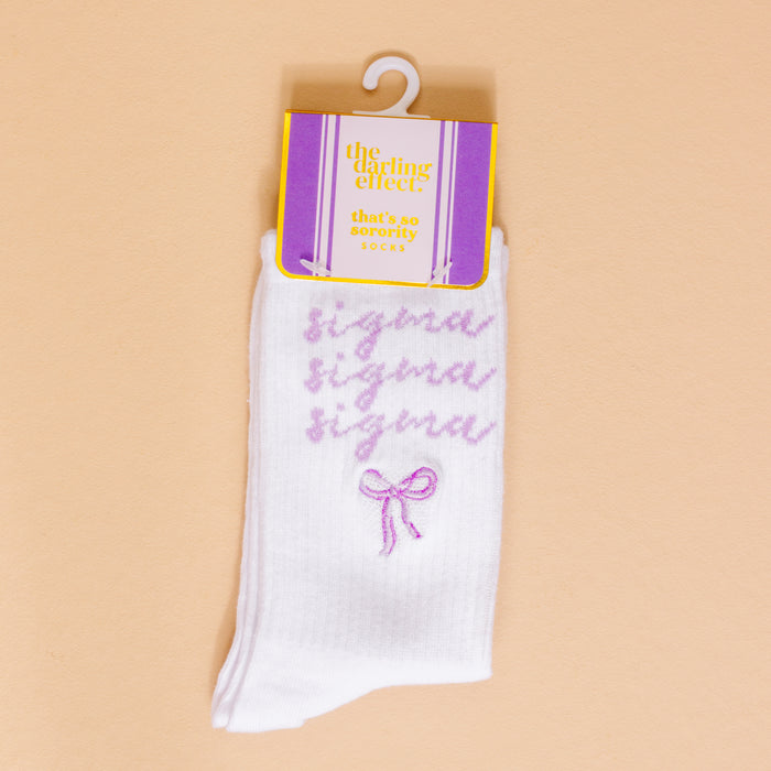 Sigma Sigma Sigma Embroidered Crew Socks