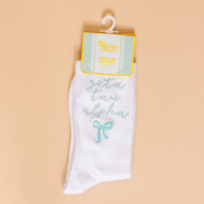 Zeta Tau Alpha Embroidered Crew Socks