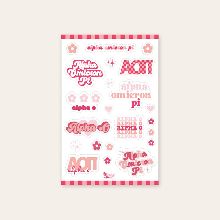 Alpha Omicron Pi Sticker Sheet