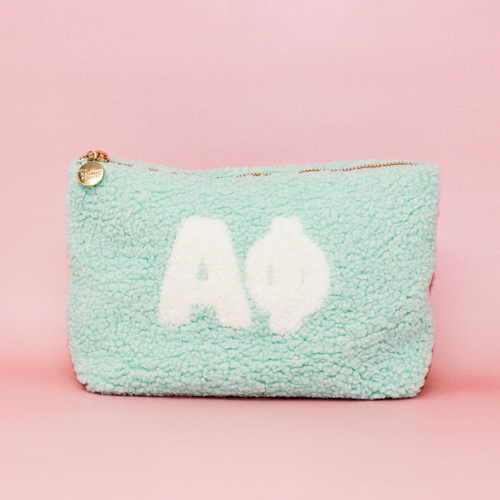 Alpha Phi Teddy Letter Pouch Aqua