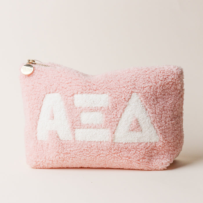 Alpha Xi Delta Teddy Letter Pouch Blush