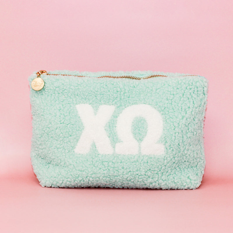Chi Omega Aqua Teddy Letter Pouch