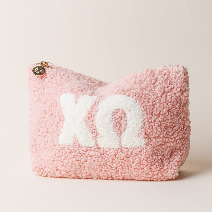 Chi Omega Teddy Letter Pouch Blush