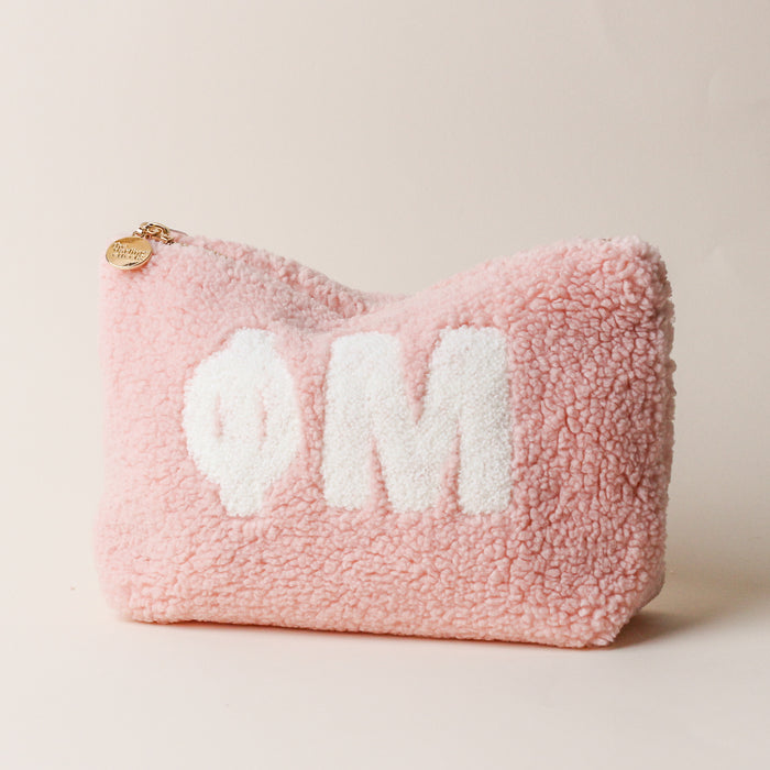 Phi Mu Teddy Letter Pouch Blush