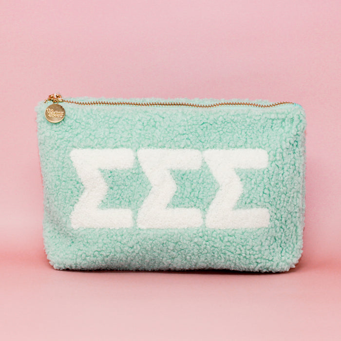 Sigma Sigma Sigma Aqua Teddy Letter Pouch