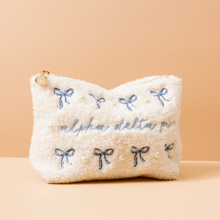 Alpha Delta Pi Bows & Pearls Teddy Pouch