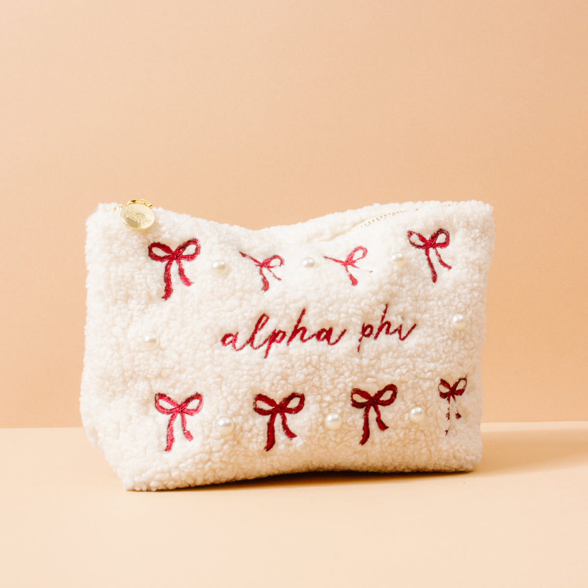 Alpha Phi Bows & Pearls Teddy Pouch