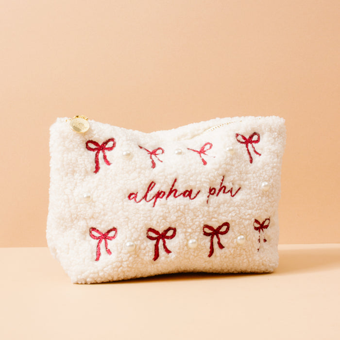 Alpha Phi Bows & Pearls Teddy Pouch