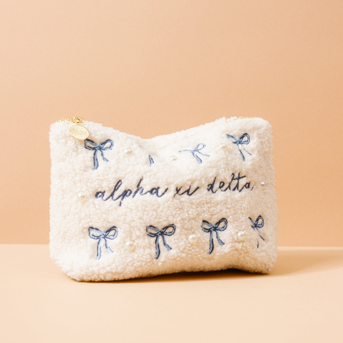 Alpha Xi Delta Bows & Pearls Teddy Pouch