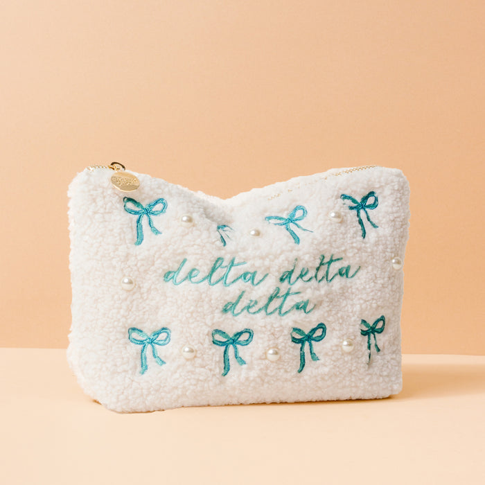 Delta Delta Delta Bows & Pearls Teddy Pouch