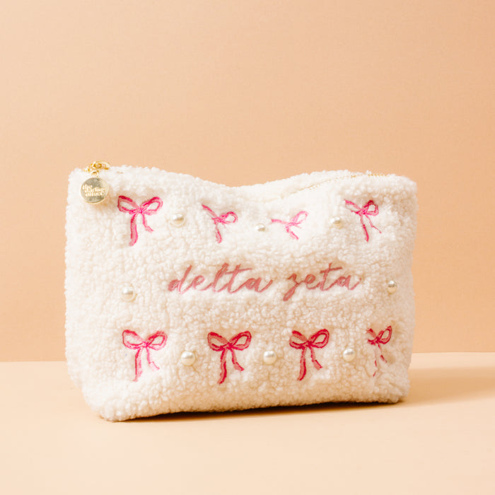Delta Zeta Bows & Pearls Teddy Pouch