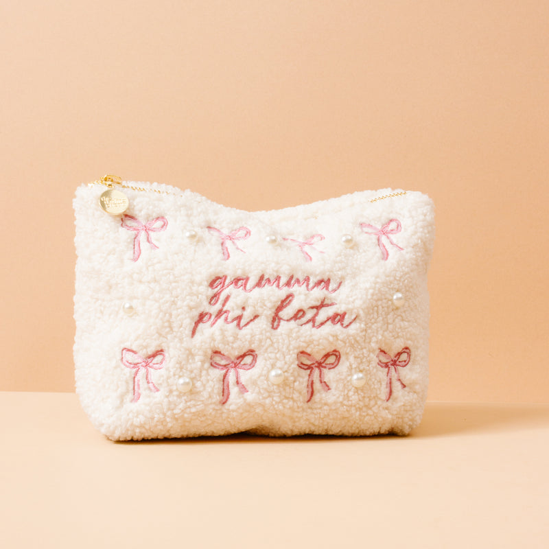 Gamma Phi Beta Bows & Pearls Teddy Pouch