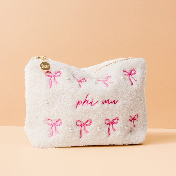 Phi Mu Bows & Pearls Teddy Pouch
