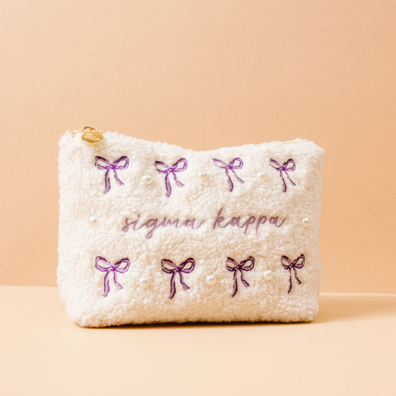 Sigma Kappa Bows & Pearls Teddy Pouch