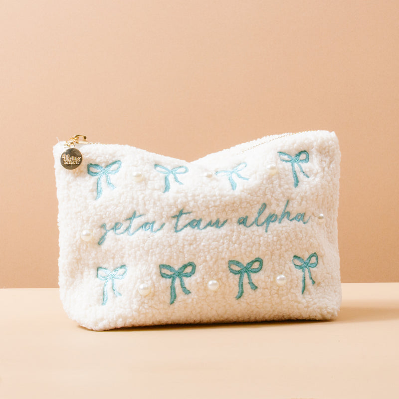 Zeta Tau Alpha Bows & Pearls Teddy Pouch