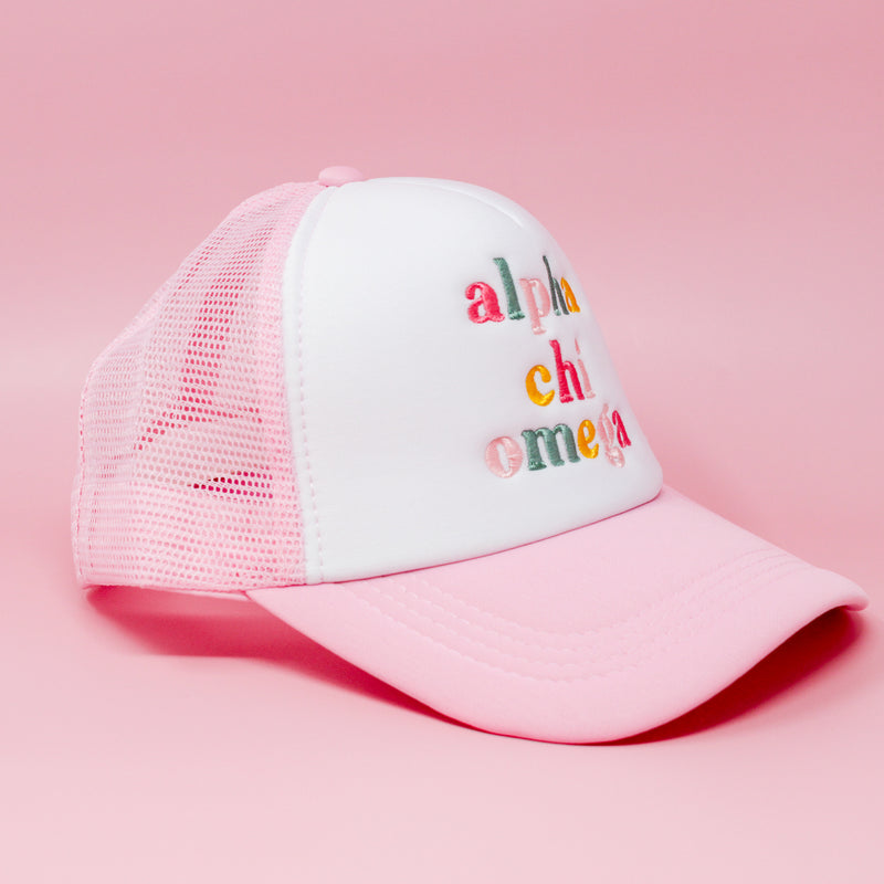 Alpha Chi Omega Pink Trucker Hat