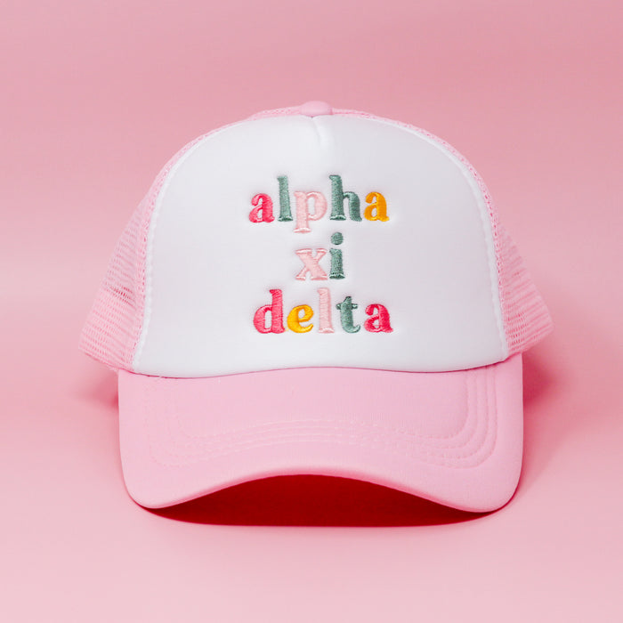 Alpha Xi Delta Pink Trucker Hat