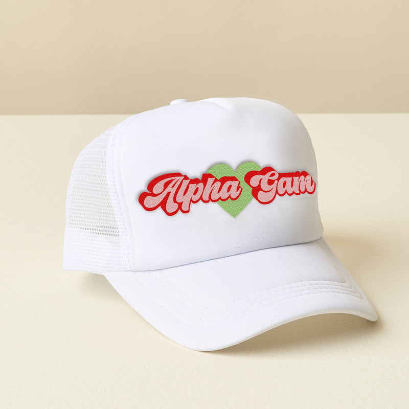 Alpha Gamma Delta White Trucker Hat