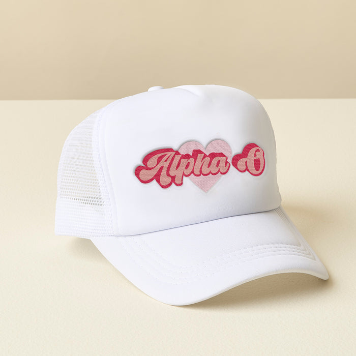 Alpha Omicron Pi White Trucker Hat