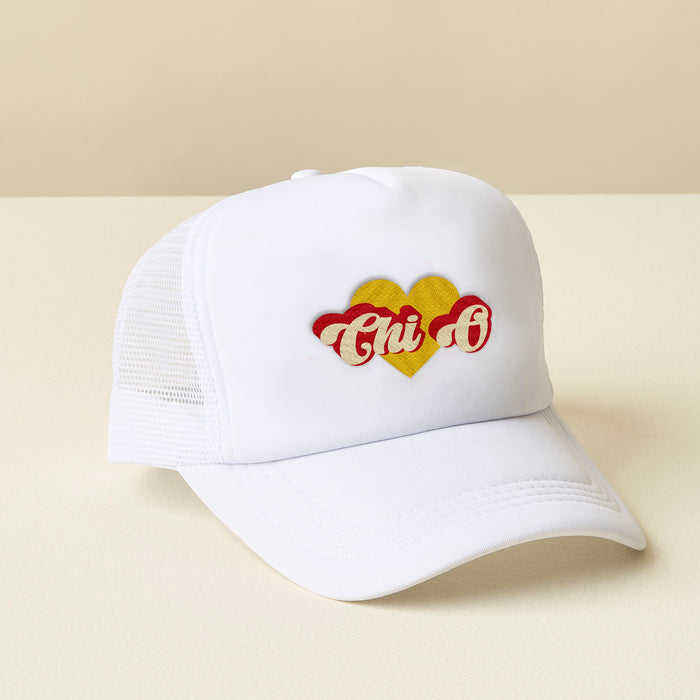 Chi Omega White Trucker Hat