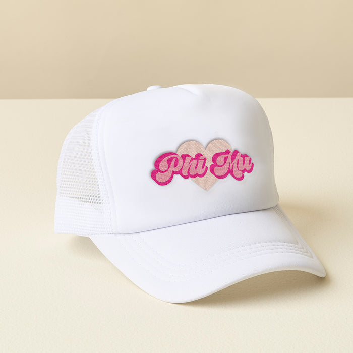 Phi Mu White Trucker Hat
