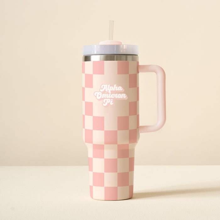 Alpha Omicron Pi 40 oz Take Me Everywhere Check Tumbler