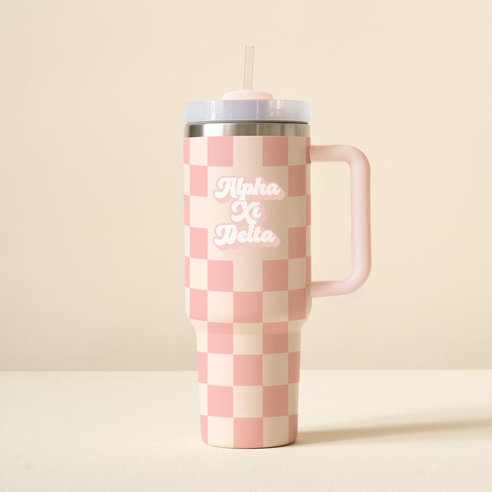 Alpha Xi Delta 40 oz Take Me Everywhere Check Tumbler