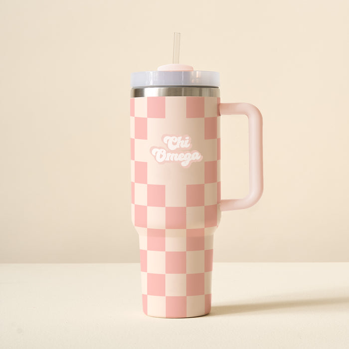Chi Omega 40 oz Take Me Everywhere Check Tumbler