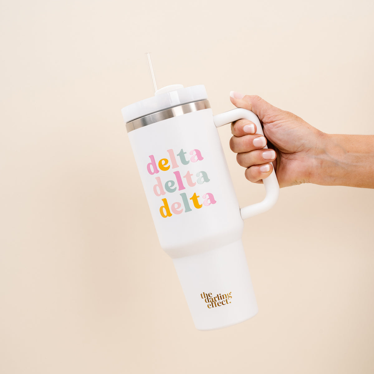 Delta Delta Delta 40 oz Take Me Everywhere White Tumbler