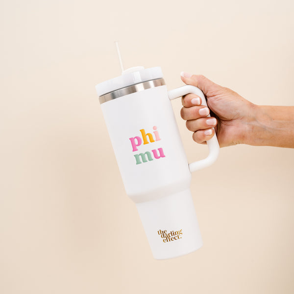 Phi Mu 40 oz Take Me Everywhere White Tumbler