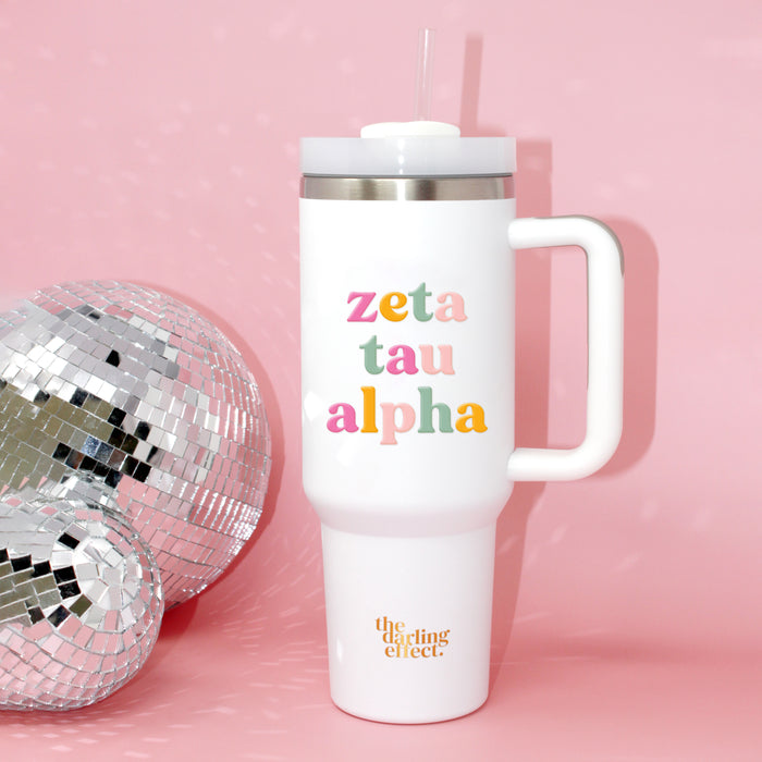 Zeta Tau Alpha 40 oz Take Me Everywhere White Tumbler
