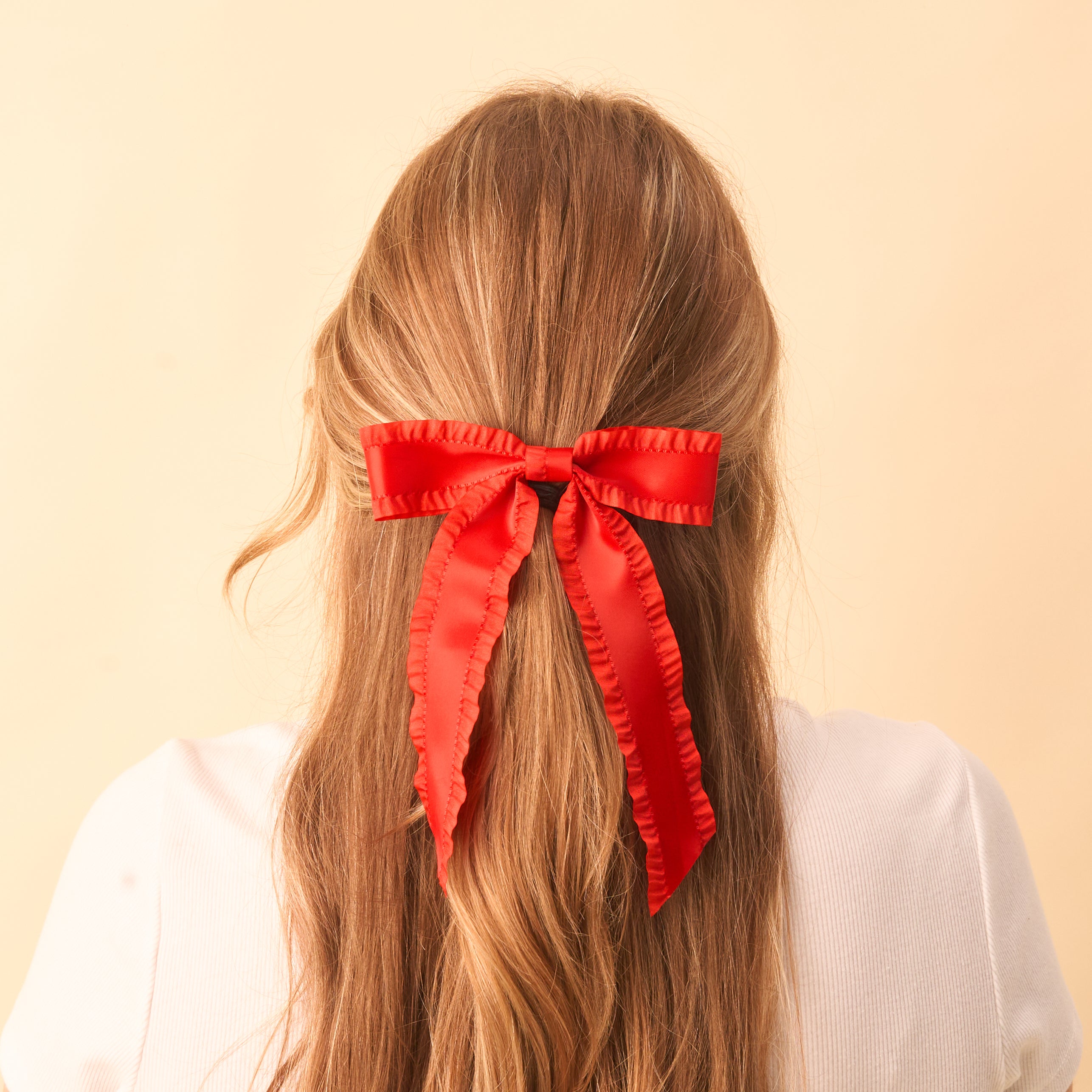 Red Ruffle Hair Bow