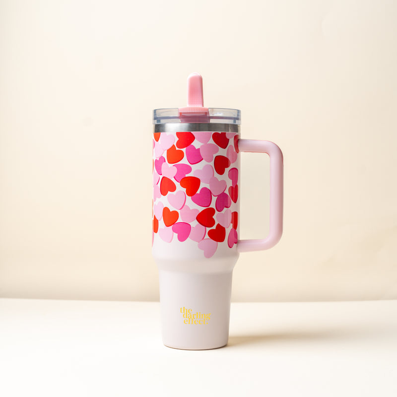 Blushing Hearts 40 oz Lifestyle Flip Straw Tumbler