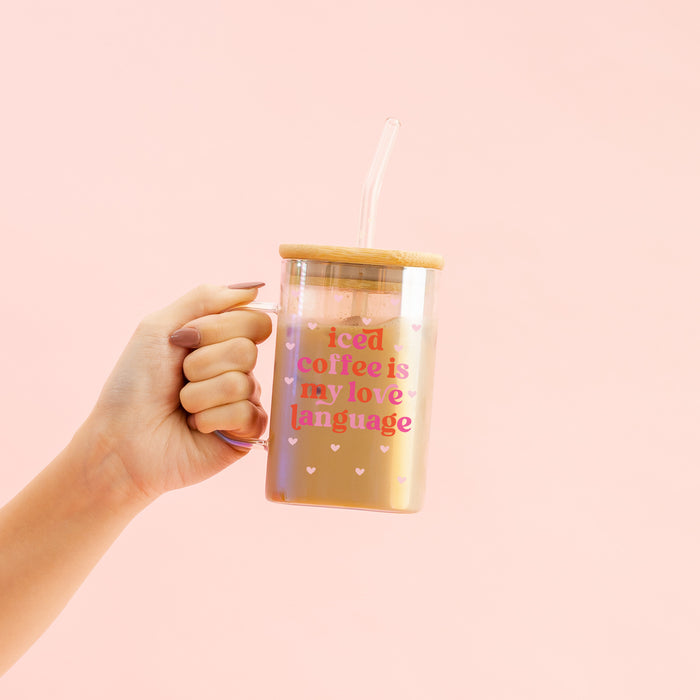 Coffee Love Lang Sq Glass Cup