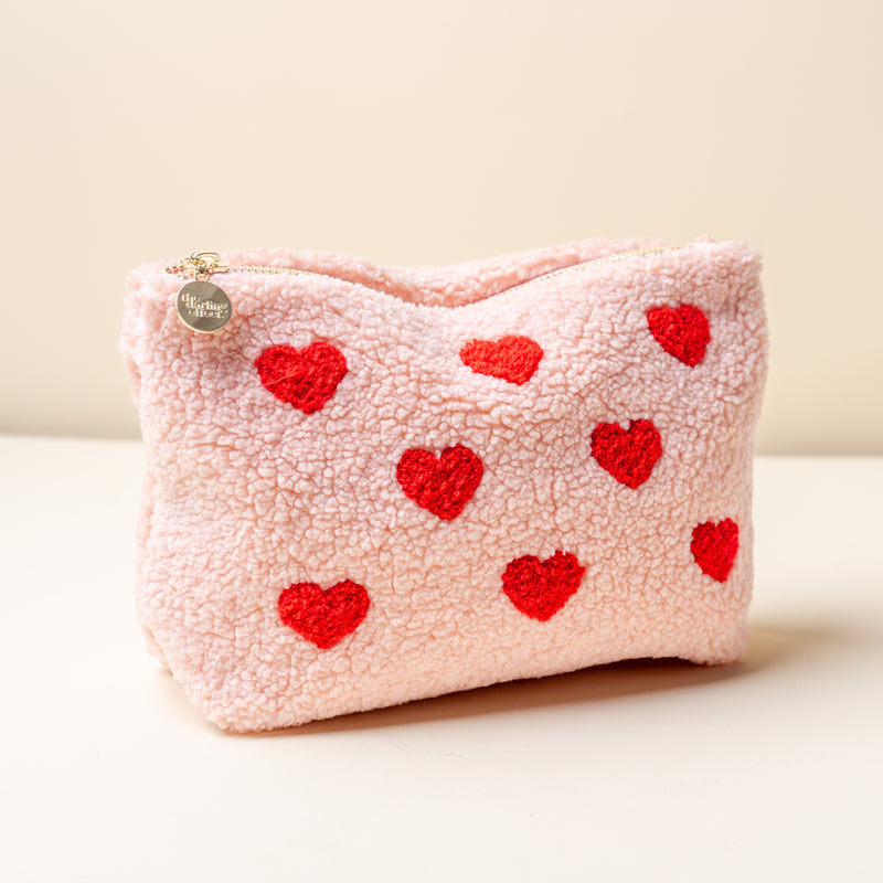 Hearts Pink Teddy Pouch