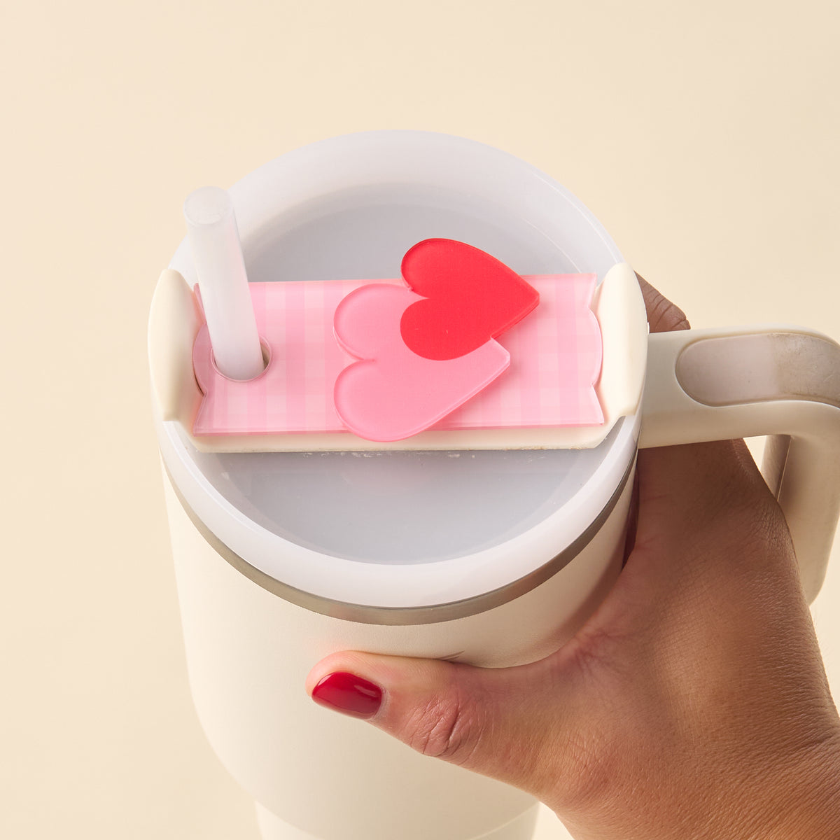 Charming Gingham Tumbler Lid Tag
