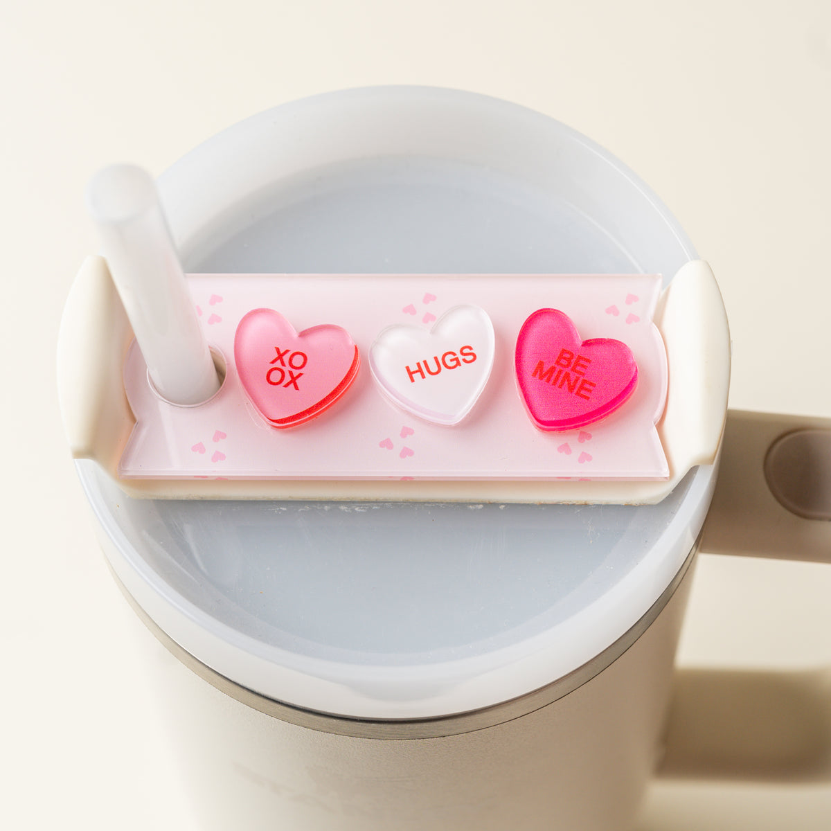 Candy Hearts Tumbler Lid Tag