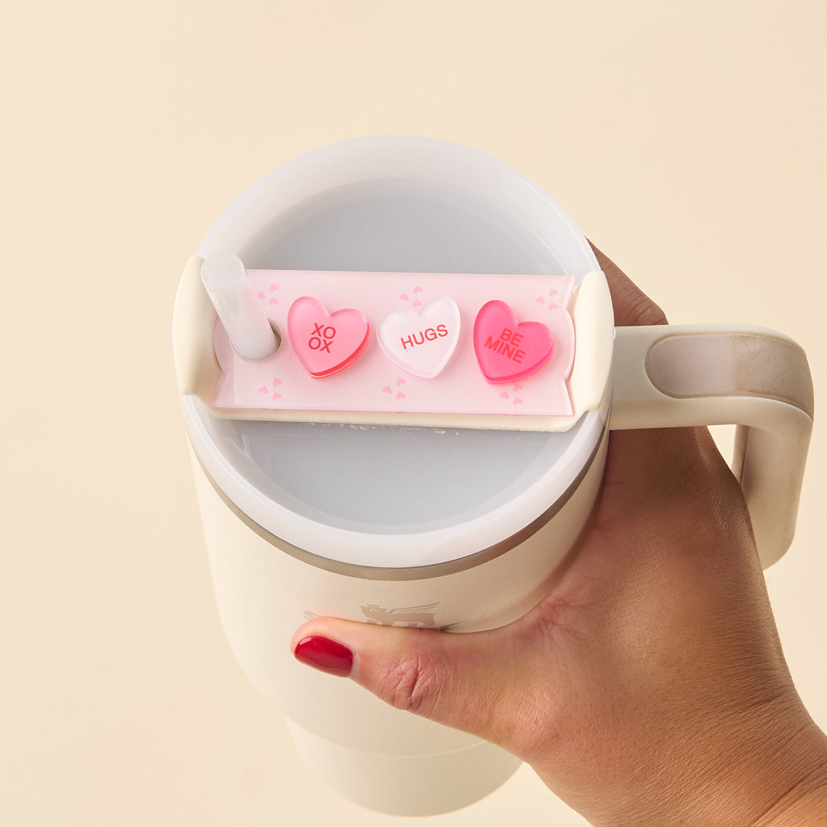 Candy Hearts Tumbler Lid Tag