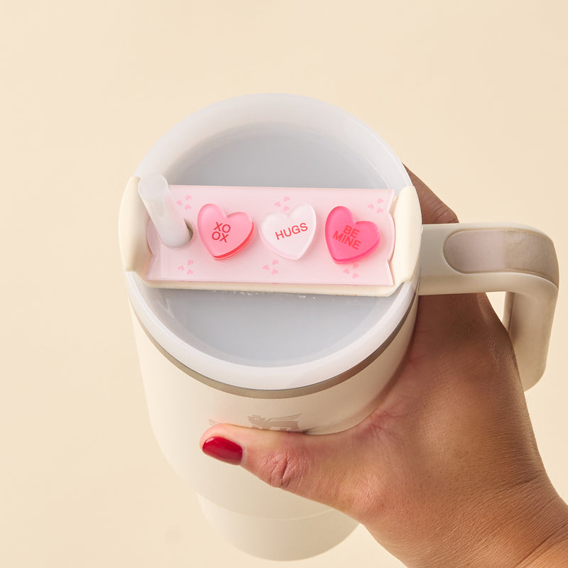 Candy Hearts Tumbler Lid Tag