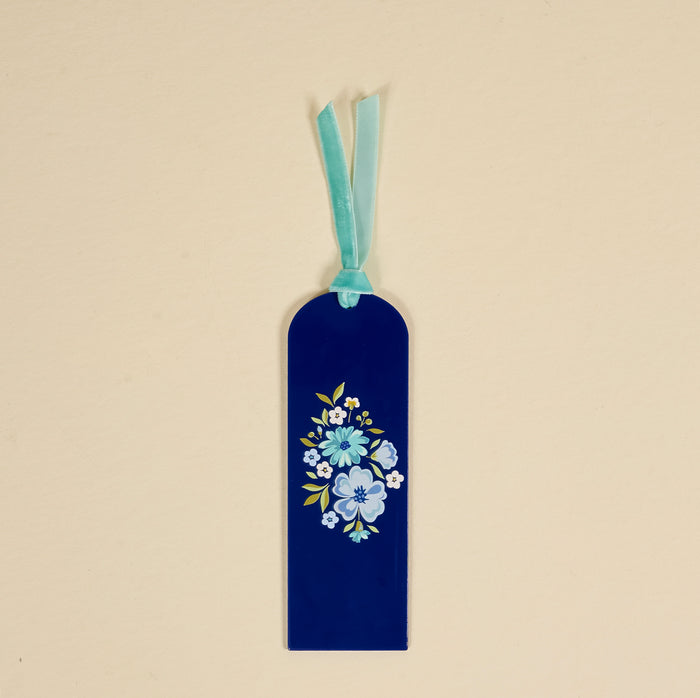 Dainty Floral Navy Acrylic Bookmark