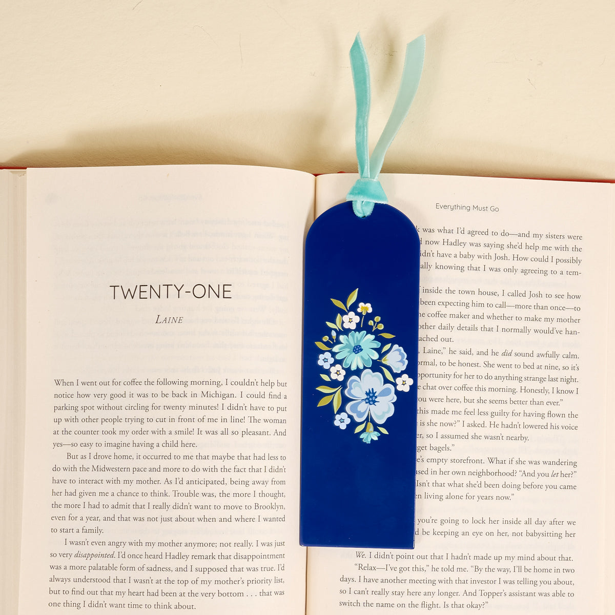 Dainty Floral Navy Acrylic Bookmark