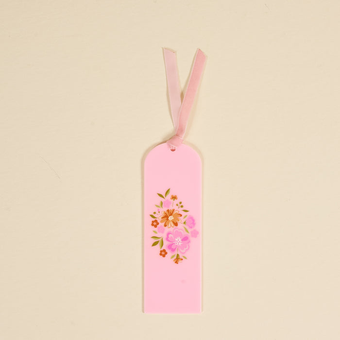 Dainty Floral Pink Acrylic Bookmark
