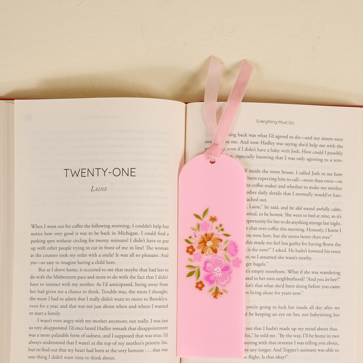 Dainty Floral Pink Acrylic Bookmark