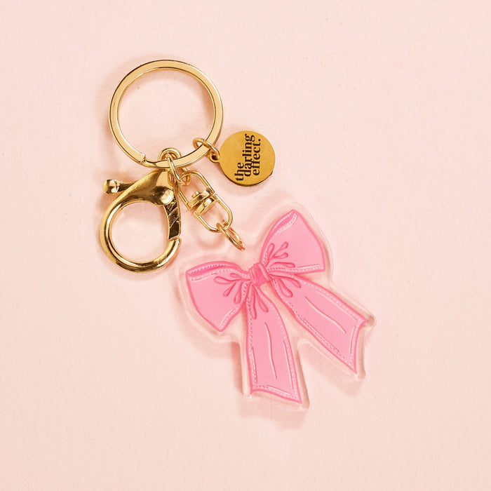 Bow Pink Acrylic Keychain