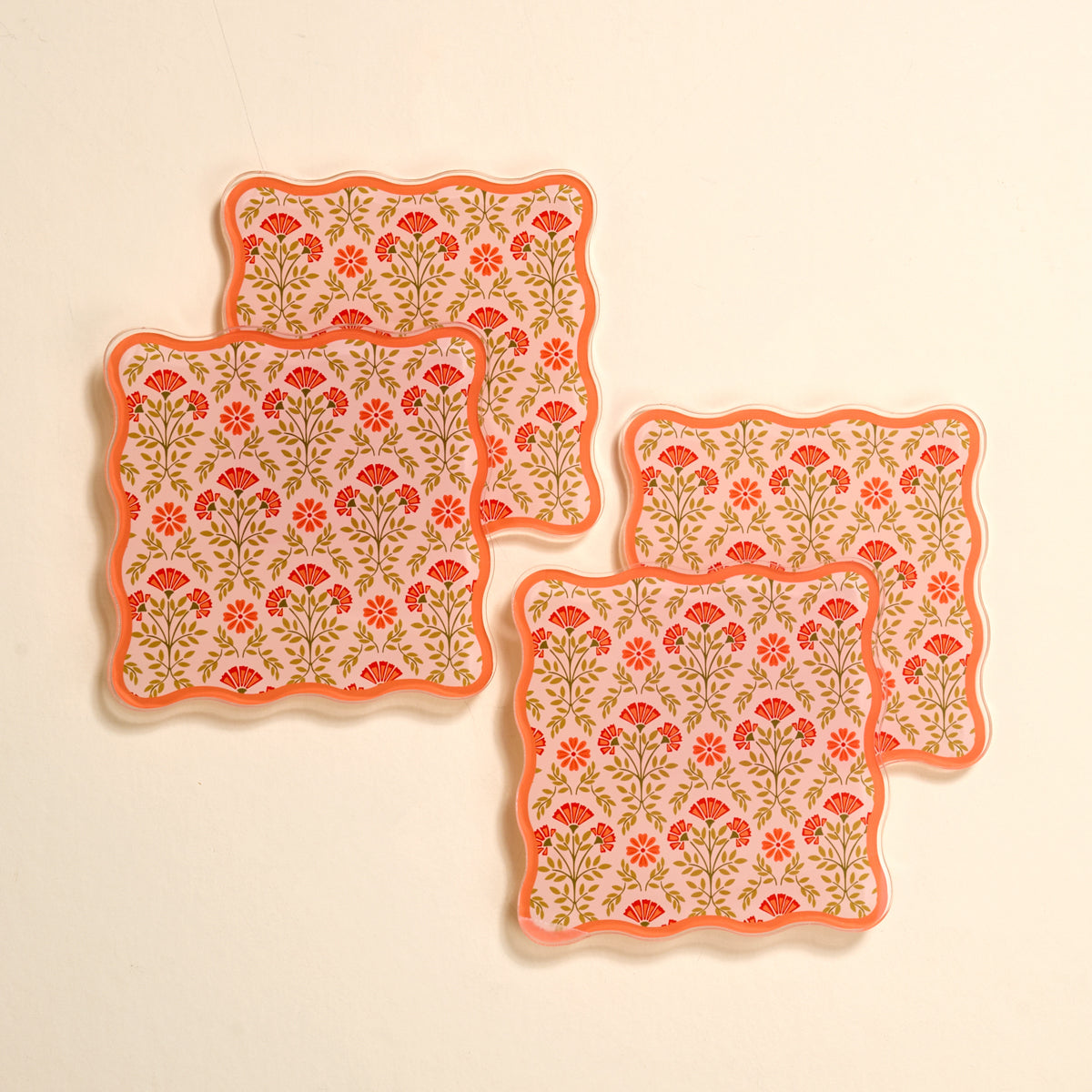 Everbloom Dusty Rose Table Talk Acrylic Coaster Set