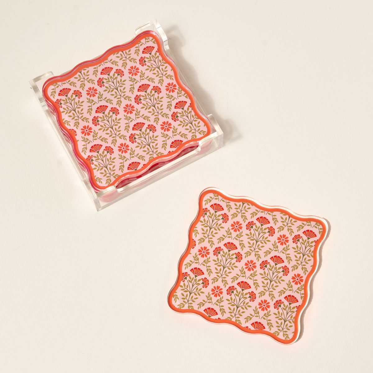 Everbloom Dusty Rose Table Talk Acrylic Coaster Set