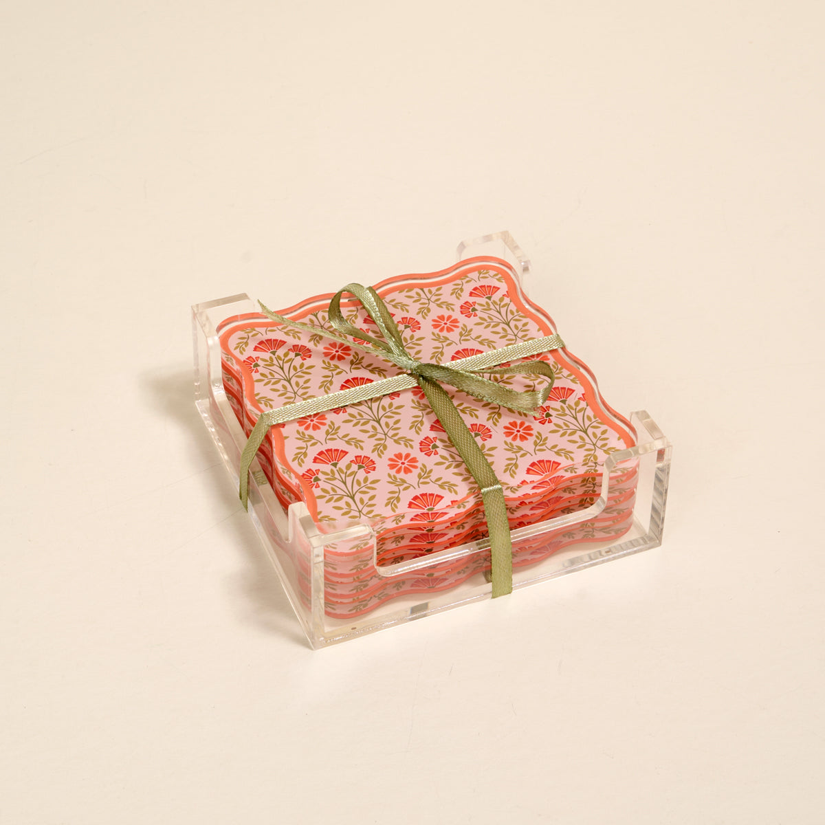 Everbloom Dusty Rose Table Talk Acrylic Coaster Set