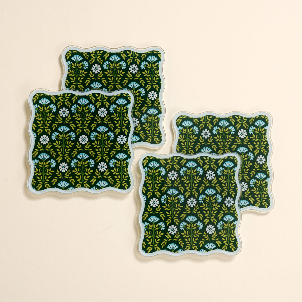 Everbloom Forest Green Table Talk Acrylic Coaster Set