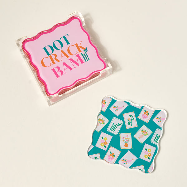 It's Mahj Time Table Talk Acrylic Coaster Set