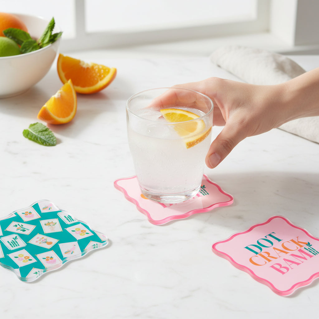It's Mahj Time Table Talk Acrylic Coaster Set